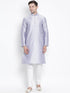 Vastramay Men's Light Blue Cotton Silk Blend Kurta and Pyjama Set