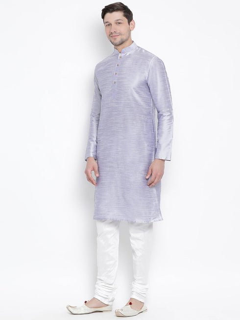 Vastramay Vastramay Men's Light Blue Cotton Silk Blend Kurta and Pyjama Set
