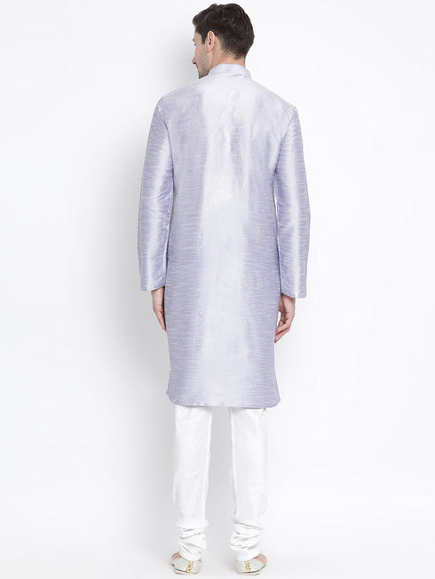 Vastramay Vastramay Men's Light Blue Cotton Silk Blend Kurta and Pyjama Set