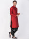 Vastramay Men's Maroon Cotton Silk Blend Kurta and Dhoti Pant Set