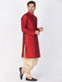 Vastramay Vastramay Men's Maroon Cotton Silk Blend Kurta and Dhoti Pant Set