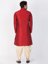 Vastramay Vastramay Men's Maroon Cotton Silk Blend Kurta and Dhoti Pant Set