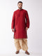 Vastramay Men Maroon Regular Kurta with Dhoti Pants