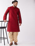 Vastramay Men Maroon Regular Kurta with Dhoti Pants