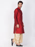 Vastramay Vastramay Men's Maroon Cotton Silk Blend Kurta and Dhoti Pant Set