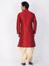 Vastramay Vastramay Men's Maroon Cotton Silk Blend Kurta and Dhoti Pant Set