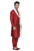 Vastramay Men's Maroon Cotton Silk Blend Kurta, Pyjama & Dupatta Set