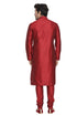 Vastramay Men's Maroon Cotton Silk Blend Kurta, Pyjama & Dupatta Set