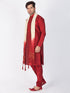 Vastramay Vastramay Men's Maroon Cotton Silk Blend Kurta, Pyjama & Dupatta Set