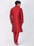 Vastramay Vastramay Men's Maroon Cotton Silk Blend Kurta, Pyjama & Dupatta Set