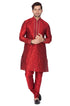 Vastramay Men's Maroon Silk Blend Kurta