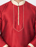 VASTRAMAY Men's Maroon Silk Blend Kurta and Pyjama Set
