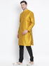 Vastramay Vastramay Men's Yellow Cotton Silk Blend Kurta and Pyjama Set