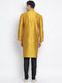 Vastramay Vastramay Men's Yellow Cotton Silk Blend Kurta and Pyjama Set