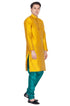 Vastramay Vastramay Men's Gold Cotton Silk Blend Kurta and Pyjama Set