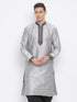 Vastramay Men's Grey Silk Blend Kurta