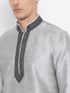 Vastramay Men's Grey Silk Blend Kurta