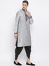 Vastramay Men's Grey Silk Blend Kurta