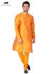 Vastramay Men's Orange Cotton Silk Blend Kurta and Pyjama Set