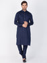 Vastramay Men's Blue Cotton Kurta and Pyjama Set