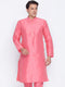 Vastramay Men's Pink Cotton Silk Blend Kurta