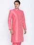 Vastramay Men's Pink Cotton Silk Blend Kurta