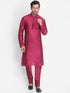 Vastramay Men's Fuchsia Cotton Silk Blend Kurta