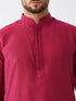 Vastramay Men's Fuchsia Pink And Gold Cotton Silk Blend Kurta And Dhoti Set