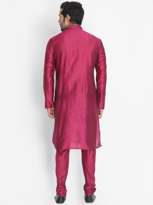 Vastramay Men's Purple Cotton Silk Blend Kurta and Pyjama Set