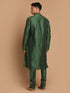 VASTRAMAY Men's Green Cotton Silk Blend Kurta and Pyjama Set