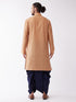 Vastramay Men Rose Gold Kurta with Dhoti Pants