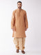 Vastramay Men Rose Gold Kurta with Embroidered Dhoti