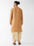 Vastramay Men's Rose Gold And Gold Cotton Silk Blend Kurta And Dhoti Set