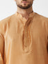 Vastramay Men's Rose Gold And Gold Cotton Silk Blend Kurta And Dhoti Set