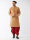 Vastramay Men's Rose Gold And Maroon Silk Blend Kurta With Dhoti Set