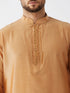 Vastramay Men's Rose Gold And Maroon Silk Blend Kurta With Dhoti Set