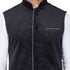 Vastramay Men's White Cotton Kurta, Black Ethnic Jacket and Pyjama Set