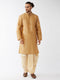 Vastramay Men's Rose Gold And Gold Silk Blend Kurta And Dhoti Set