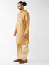 Vastramay Men's Rose Gold And Gold Silk Blend Kurta And Dhoti Set
