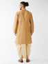 Vastramay Men's Rose Gold And Gold Silk Blend Kurta And Dhoti Set