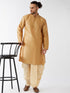 Vastramay Men's Rose Gold And Gold Silk Blend Kurta And Dhoti Set