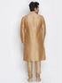 Vastramay Vastramay Men's Gold Cotton Silk Blend Kurta, Pyjama & Dupatta Set