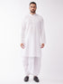 Vastramay Men's White Cotton Blend Kurta And Dhoti Set