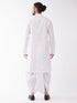 Vastramay Men's White Cotton Blend Kurta And Dhoti Set