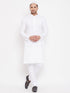 Vastramay Men's White Cotton Blend Kurta Pyjama Set With A Prayer Cap