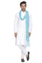 Vastramay Men's White Cotton Kurta, Pyjama & Dupatta Set