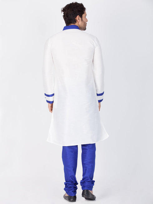 Vastramay Men's White Silk Blend Kurta and Pyjama Set
