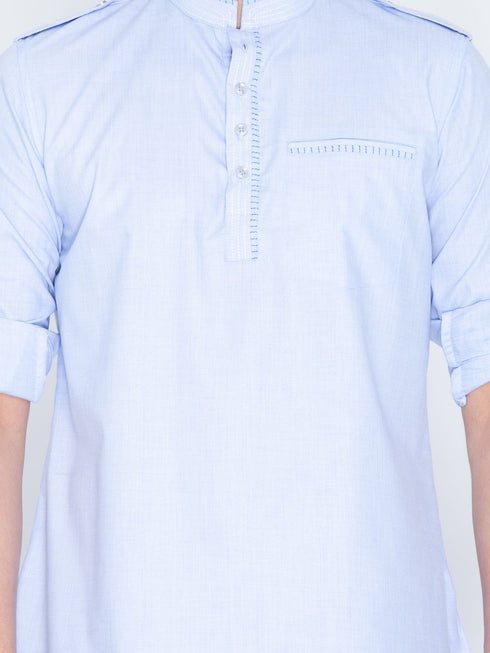 VASTRAMAY Men's Blue Cotton Kurta