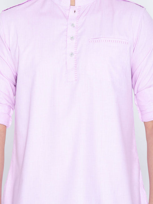 VASTRAMAY Men's Pink Cotton Short Kurta