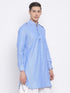 Vastramay Men's Blue Cotton Blend Kurta